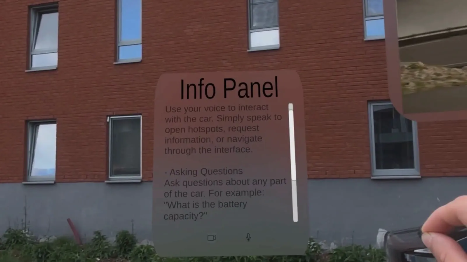 The AI voice-interaction info panel